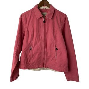 LL Bean Women's Classic Utility Chino Jacket Size M Rose/pink Zip Front Pockets.